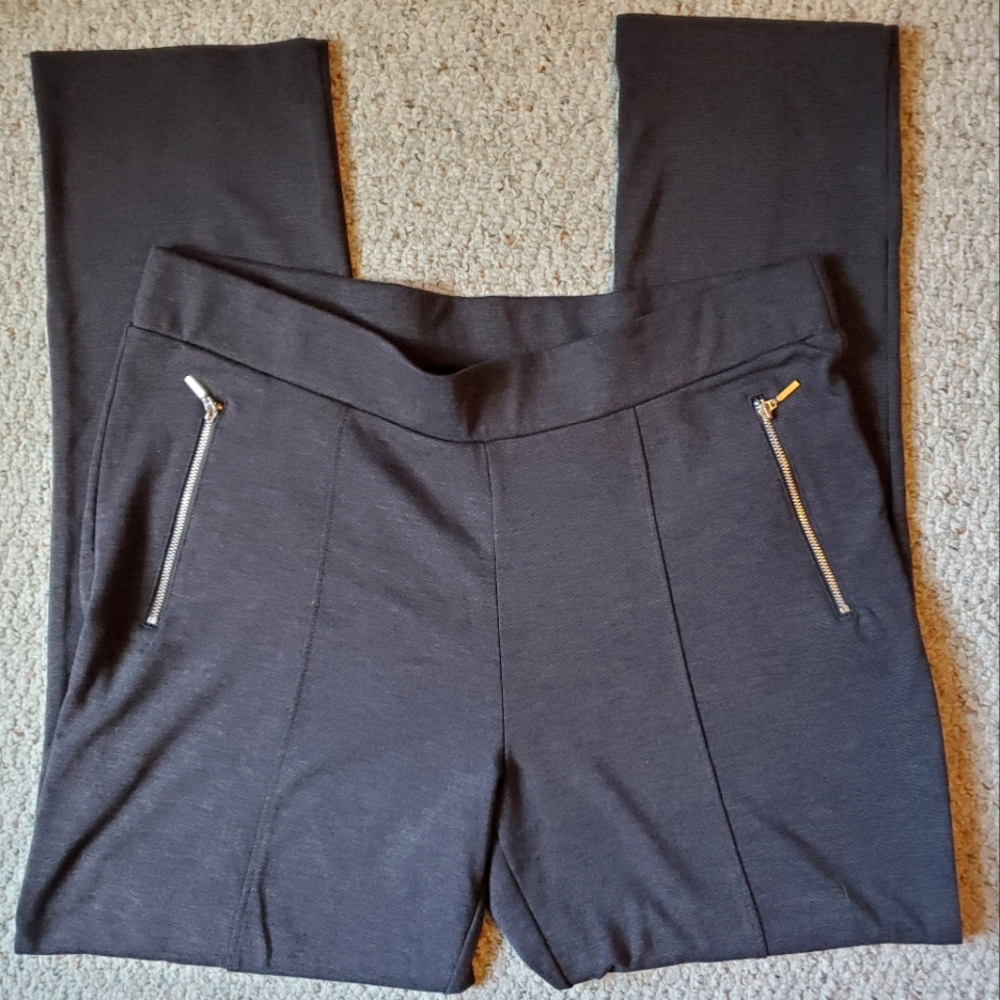 Rafaella Gray Pants with Zipper Pockets